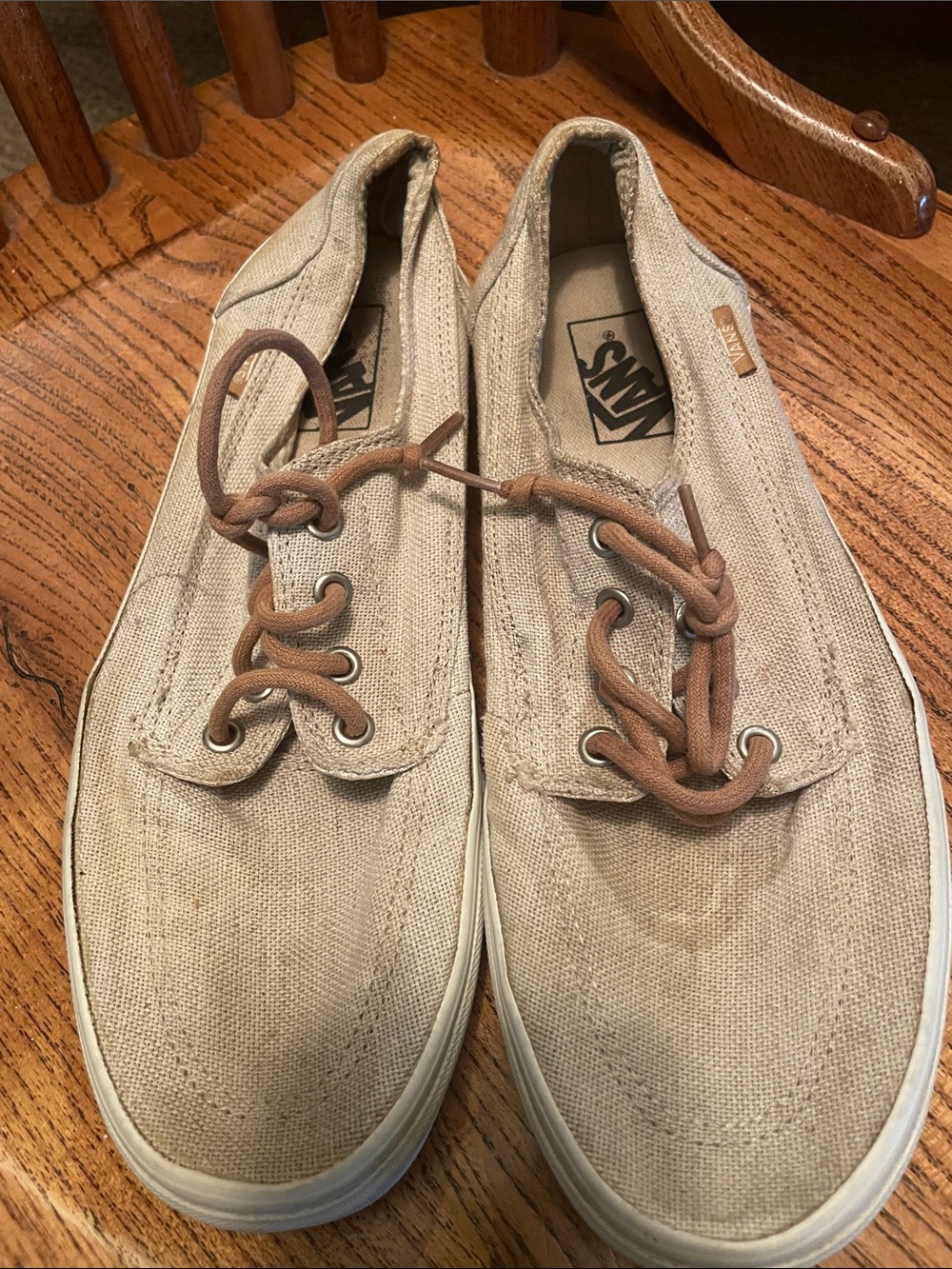 Vans Beige Canvas Low-Top Sneakers